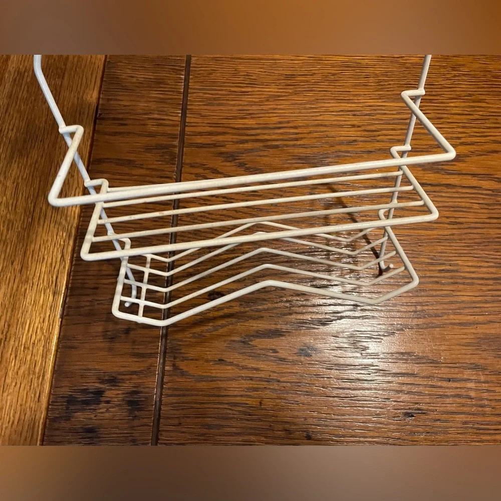 White Metal Hanging Bath Storage Rack - Compact Shower Organizer
